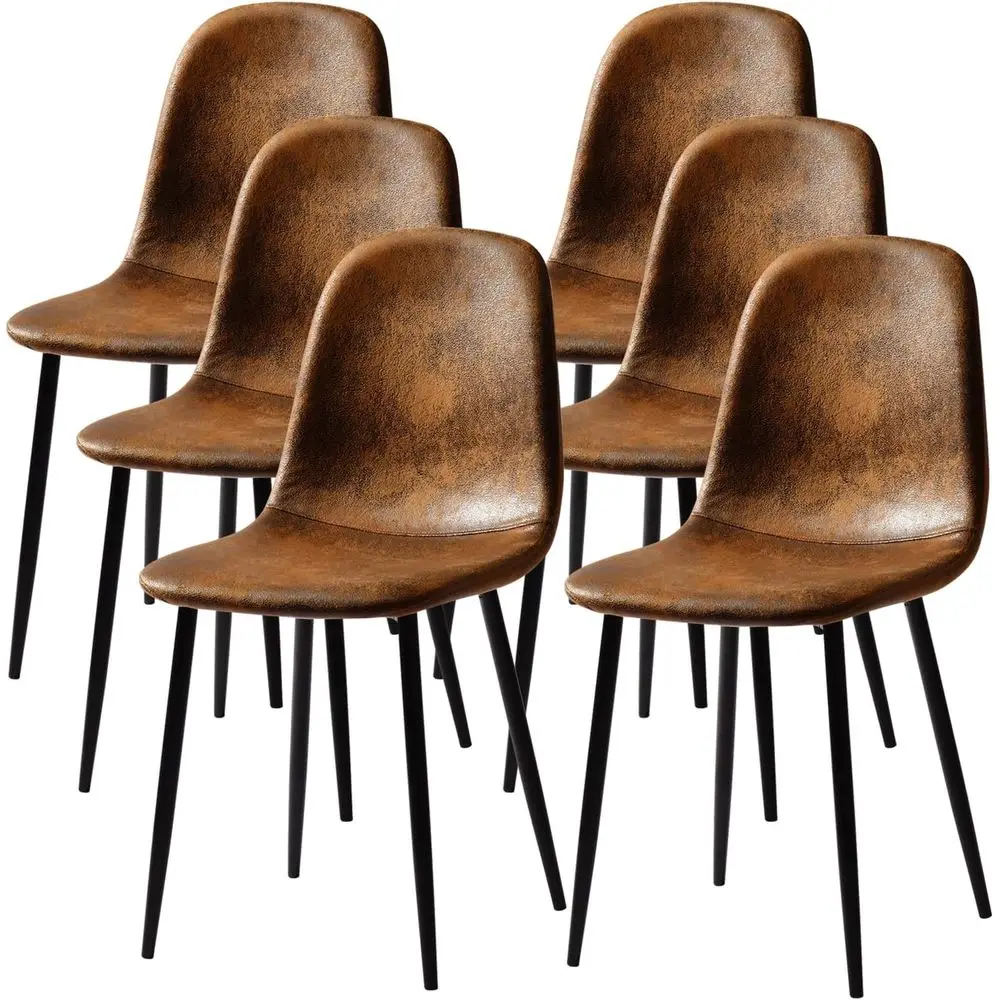 Set of 6 Faux Suede Upholstered Dining Chairs with Metal Legs, Comfortable Mid-Back for Everyday Use and Holiday Hosting, Brown
Set of 6 Faux Suede Upholstered Dining Chairs with Metal Legs, Comfortable Mid-Back for Everyday Use and Holiday Hosting, Brown