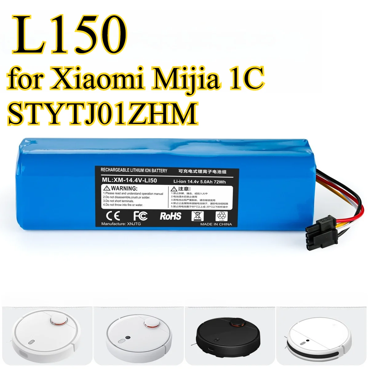 Сменный аккумулятор емкостью 5000 мАч для робота-пылесоса Xiaomi Mijia 1C STYTJ01ZHM для робота-пылесоса Mi, литий-ионный аккумулятор большой емкости
Сменный аккумулятор емкостью 5000 мАч для робота-пылесоса Xiaomi Mijia 1C STYTJ01ZHM для робота-пылесоса Mi, литий-ионный аккумулятор большой емкости