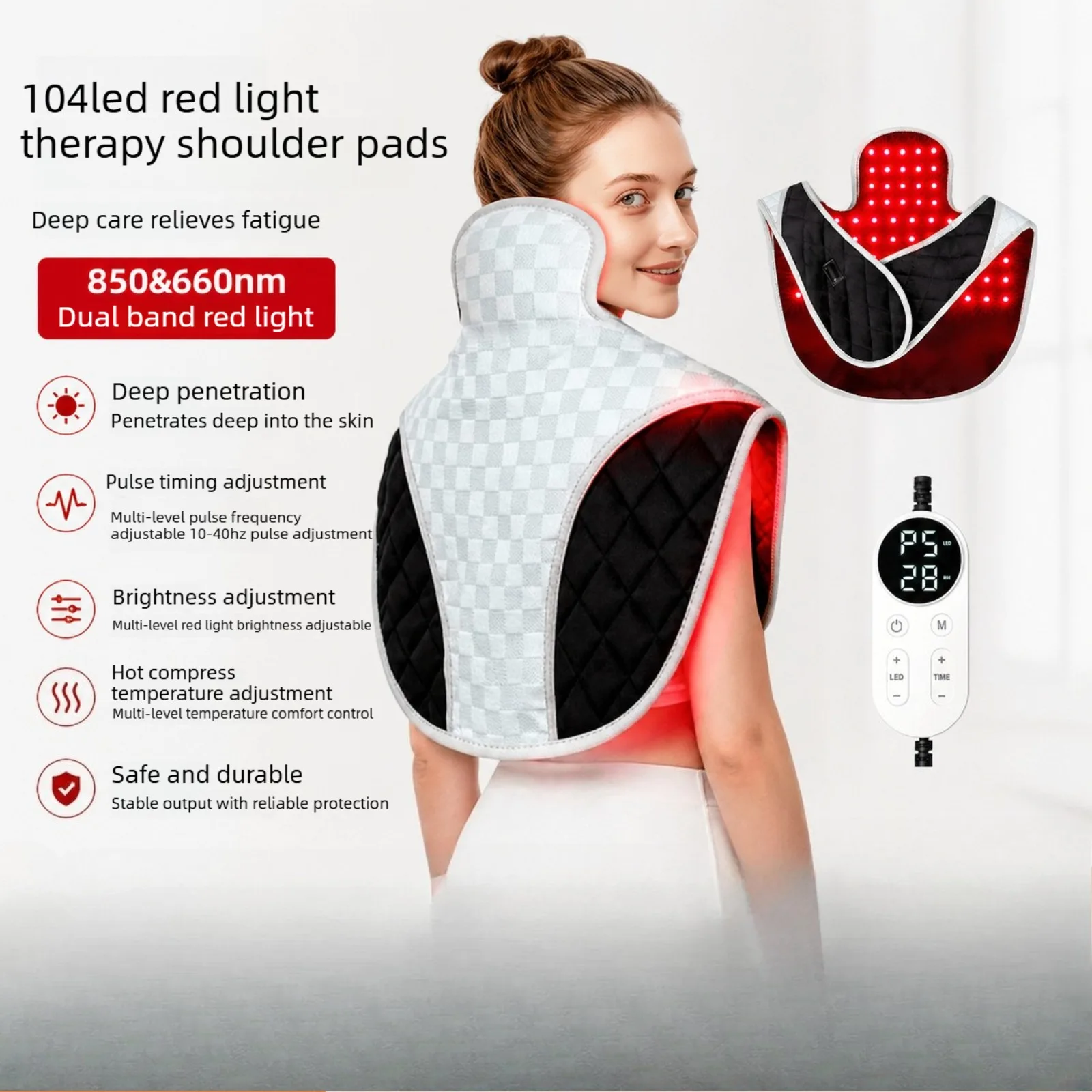 Infrared Light Therapy Shoulder Pad 660nm & 850nm LED Red Light Therapy Belt with Pulse Timer for Shoulder Knee Neck Pain relief
Infrared Light Therapy Shoulder Pad 660nm & 850nm LED Red Light Therapy Belt with Pulse Timer for Shoulder Knee Neck Pain relief