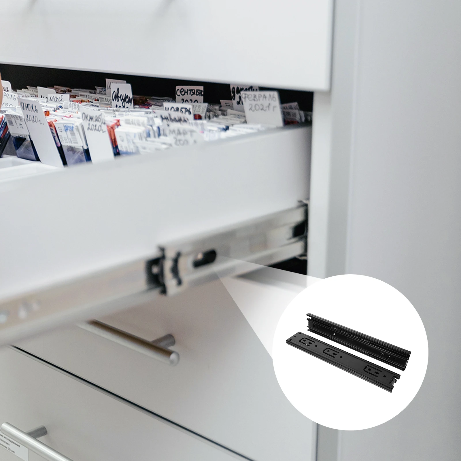 Heavy Duty Steel Drawer Slides Full Extension Ball Bearing Silent Smooth Operation Corrosion Resistant Cabinet
Heavy Duty Steel Drawer Slides Full Extension Ball Bearing Silent Smooth Operation Corrosion Resistant Cabinet