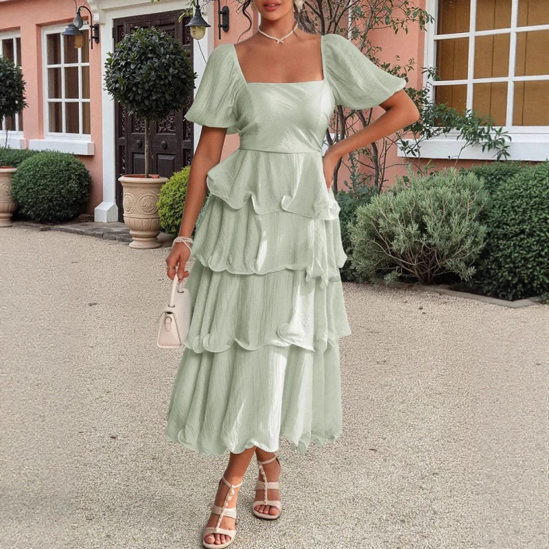 European and American Elegant Cake Square Neck Dress Women's Fashion 2026 Spring Summer Hot Sale
European and American Elegant Cake Square Neck Dress Women's Fashion 2026 Spring Summer Hot Sale