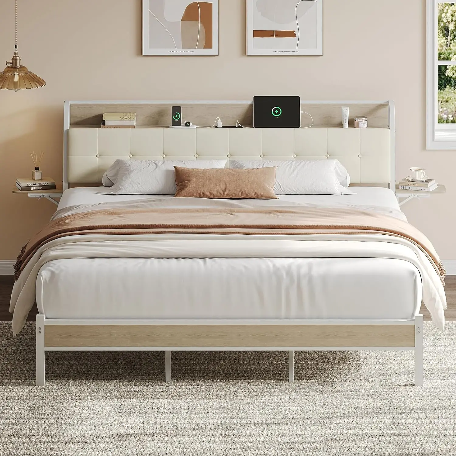 Двуспальная кровать с каркасом, изголовьем с отсеком для хранения и LED-подсветкой, металлическая кровать-платформа со складными полками и зарядной станцией, на заказ
Двуспальная кровать с каркасом, изголовьем с отсеком для хранения и LED-подсветкой, металлическая кровать-платформа со складными полками и зарядной станцией, на заказ