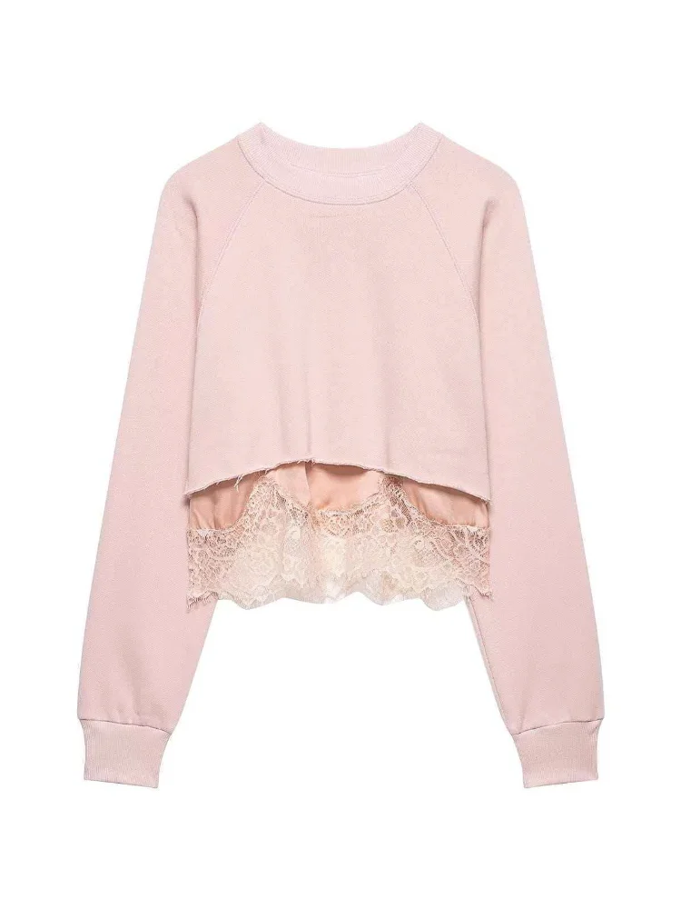 Lace Sweatshirt Women's Chic Trim Patchwork Cropped Long Sleeve Crew Neck Blouse 2026 Fashion Women's Office Daily Commute Top
Lace Sweatshirt Women's Chic Trim Patchwork Cropped Long Sleeve Crew Neck Blouse 2026 Fashion Women's Office Daily Commute Top