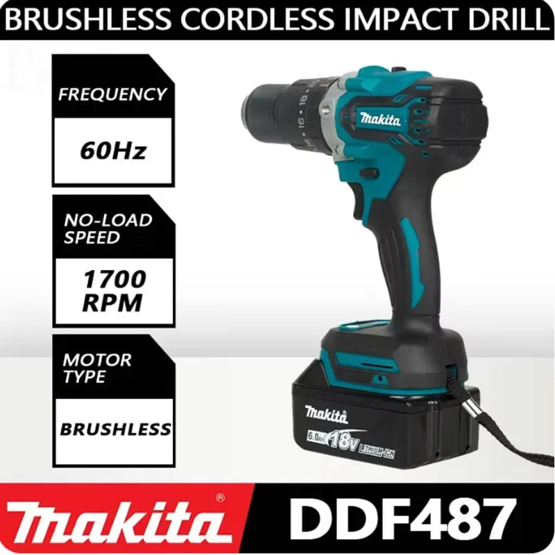 Makita DDF487 18V screwdriver Cordless percussion drill Electric variable speed brushless motor Impact power tools 2025 New
Makita DDF487 18V screwdriver Cordless percussion drill Electric variable speed brushless motor Impact power tools 2025 New