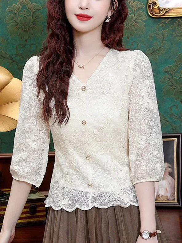 Spring New Design 2026 Lace Base Layer Top Seven-Quarter Fashionable Age-Defying Versatile Bottoming Silk Women's Shirt
Spring New Design 2026 Lace Base Layer Top Seven-Quarter Fashionable Age-Defying Versatile Bottoming Silk Women's Shirt