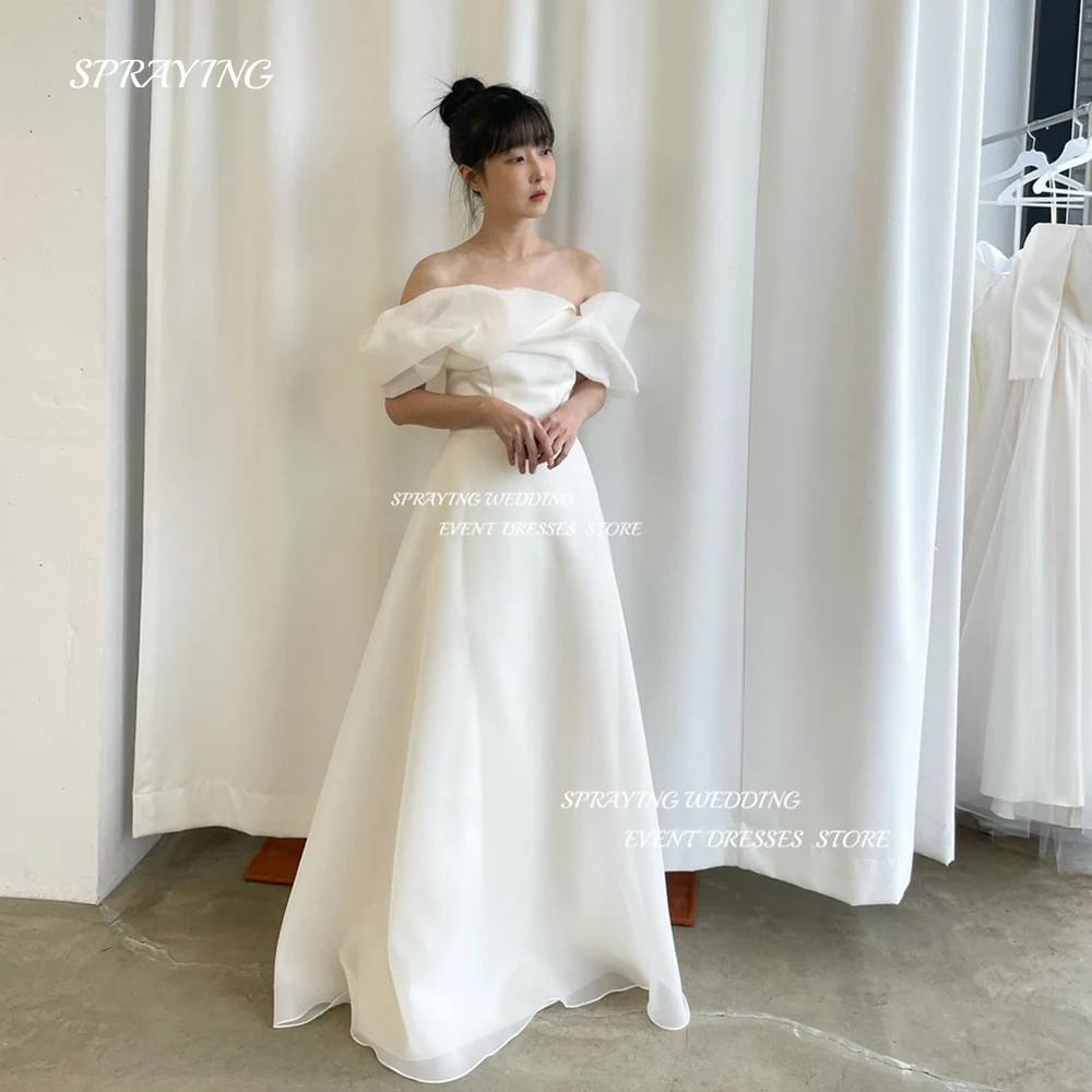 SPRAYING Korea Off Shoulder A Line Wedding Dress Short Sleeve Soft Organza Bridal Gown Pleats Zip Back Custom Made
SPRAYING Korea Off Shoulder A Line Wedding Dress Short Sleeve Soft Organza Bridal Gown Pleats Zip Back Custom Made