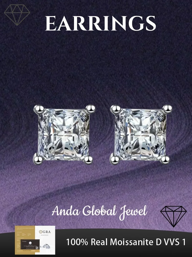 GRA Moissanite 925 Sterling Silver One-piece Square Earrings Are Fashionable and Suitable for Women's Valentine's Day Gifts
GRA Moissanite 925 Sterling Silver One-piece Square Earrings Are Fashionable and Suitable for Women's Valentine's Day Gifts
