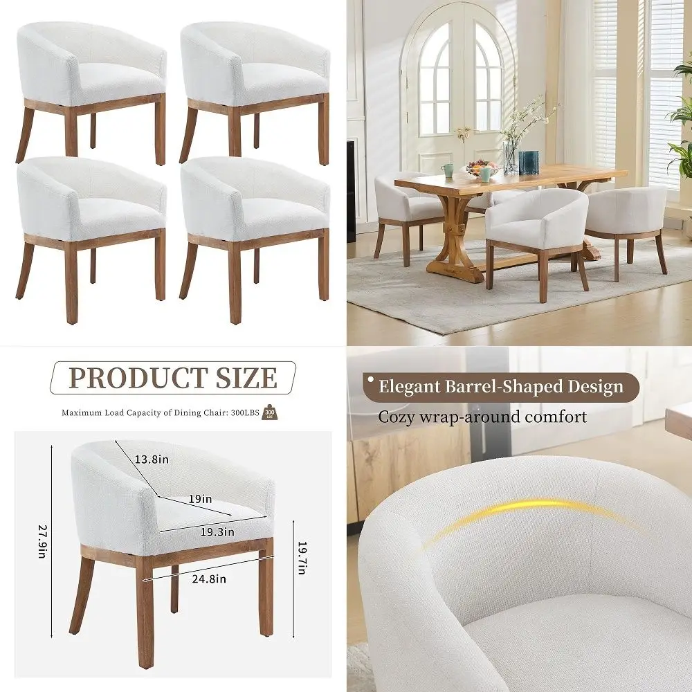Mid Century Modern Dining Chairs Set of 4, Upholstered Linen Fabric Dining Room Chairs with Arms and Solid Wood Legs, Comfy Bar
Mid Century Modern Dining Chairs Set of 4, Upholstered Linen Fabric Dining Room Chairs with Arms and Solid Wood Legs, Comfy Bar