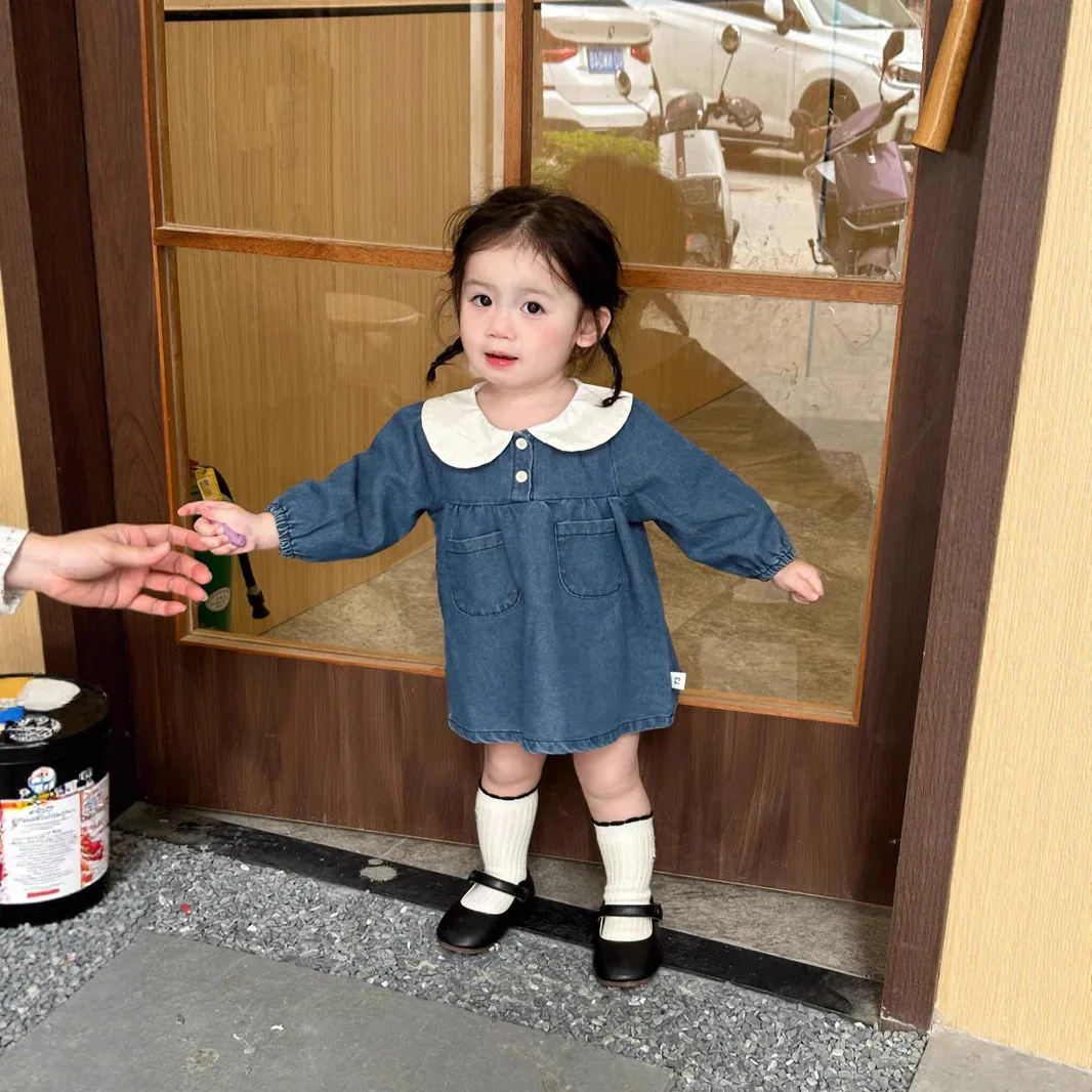 2025 Autumn New Baby Long Sleeve Denim Dress Cotton Girls Cute Peter Pan Collar Loose Dress Infant Toddler Princess Dress
2025 Autumn New Baby Long Sleeve Denim Dress Cotton Girls Cute Peter Pan Collar Loose Dress Infant Toddler Princess Dress