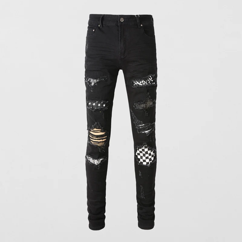 Designer Fashion New Men's Jeans Washed Nostalgic Stretch Slim Fit Perforated Plaque Black Jeans High Street Hip Hop Brand Pants
Designer Fashion New Men's Jeans Washed Nostalgic Stretch Slim Fit Perforated Plaque Black Jeans High Street Hip Hop Brand Pants