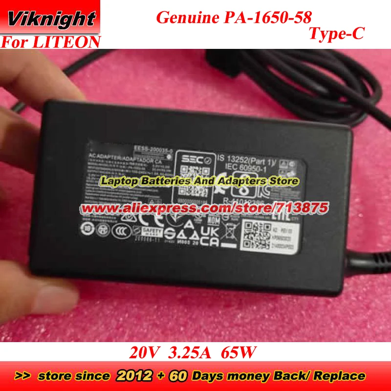 Подлинный PA-1650-58 адаптер переменного тока 20V 3.25A 65W USB-C Type C для LITEON MSI Summit E13 Flip Evo A11MT MS-13P2 Power Charger
Подлинный PA-1650-58 адаптер переменного тока 20V 3.25A 65W USB-C Type C для LITEON MSI Summit E13 Flip Evo A11MT MS-13P2 Power Charger