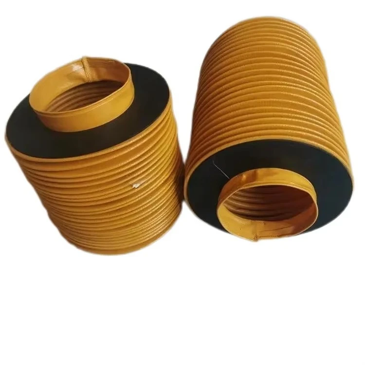 High temperature resistant black stretch fabric dust cover with spiral protection for cylinder bellows 
High temperature resistant black stretch fabric dust cover with spiral protection for cylinder bellows