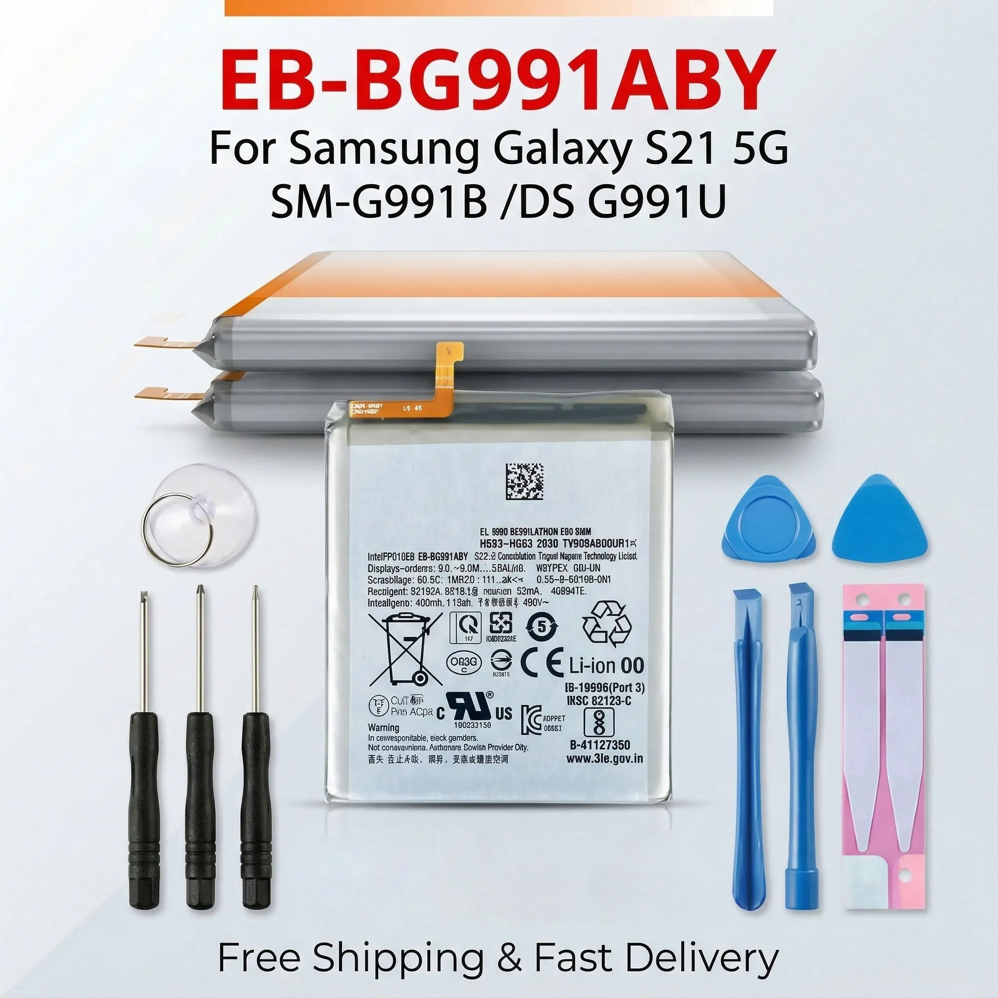 High Capacity 4000mAh EB-BG991ABY Battery For Samsung Galaxy S21 5G SM-G991B/DS G991U Replacement Battery + Repair Tools Kit
High Capacity 4000mAh EB-BG991ABY Battery For Samsung Galaxy S21 5G SM-G991B/DS G991U Replacement Battery + Repair Tools Kit