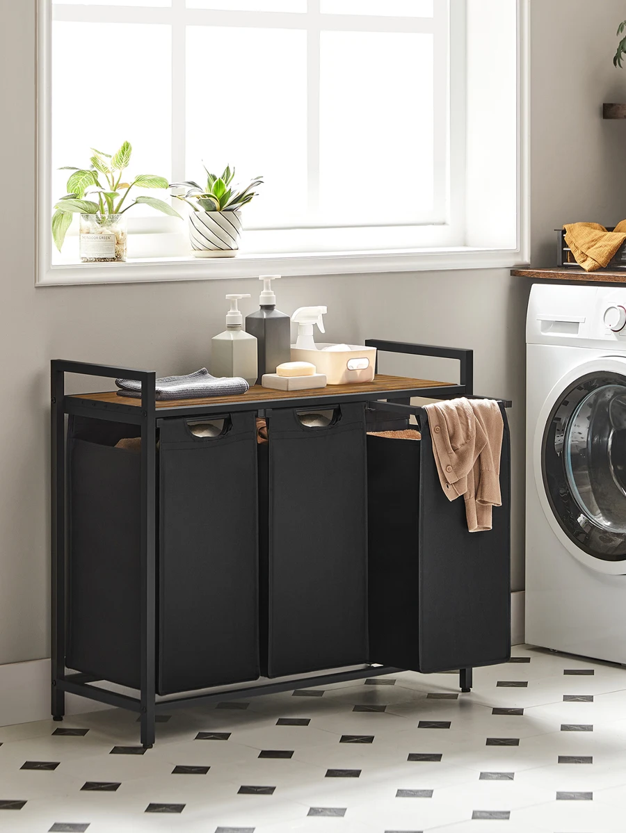 Laundry Basket, Laundry Sorter With 3 Pull-Out And Removable Bags, 1 Storage Shelf, 10 Gal Capacity Per Bag
Laundry Basket, Laundry Sorter With 3 Pull-Out And Removable Bags, 1 Storage Shelf, 10 Gal Capacity Per Bag