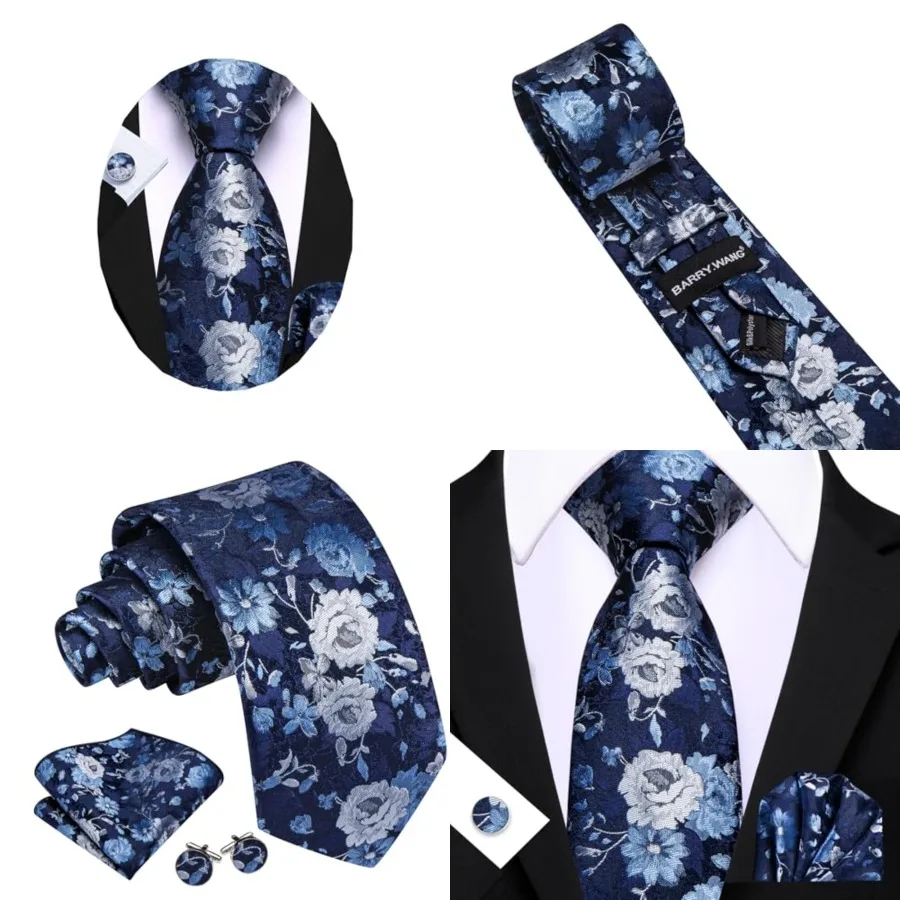 Flower Ties for Men Handkerchief Cufflinks Set Wedding Necktie Set Party,Navy Blue
Flower Ties for Men Handkerchief Cufflinks Set Wedding Necktie Set Party,Navy Blue