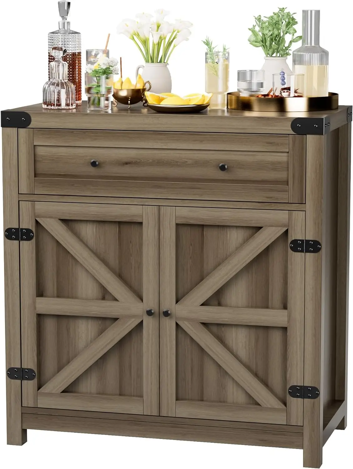 Coffee Bar Cabinet Farmhouse Kitchen Sideboard Buffet Cabinet with Drawer and Adjustable Shelf Barn Door Storage Cabinet
Coffee Bar Cabinet Farmhouse Kitchen Sideboard Buffet Cabinet with Drawer and Adjustable Shelf Barn Door Storage Cabinet