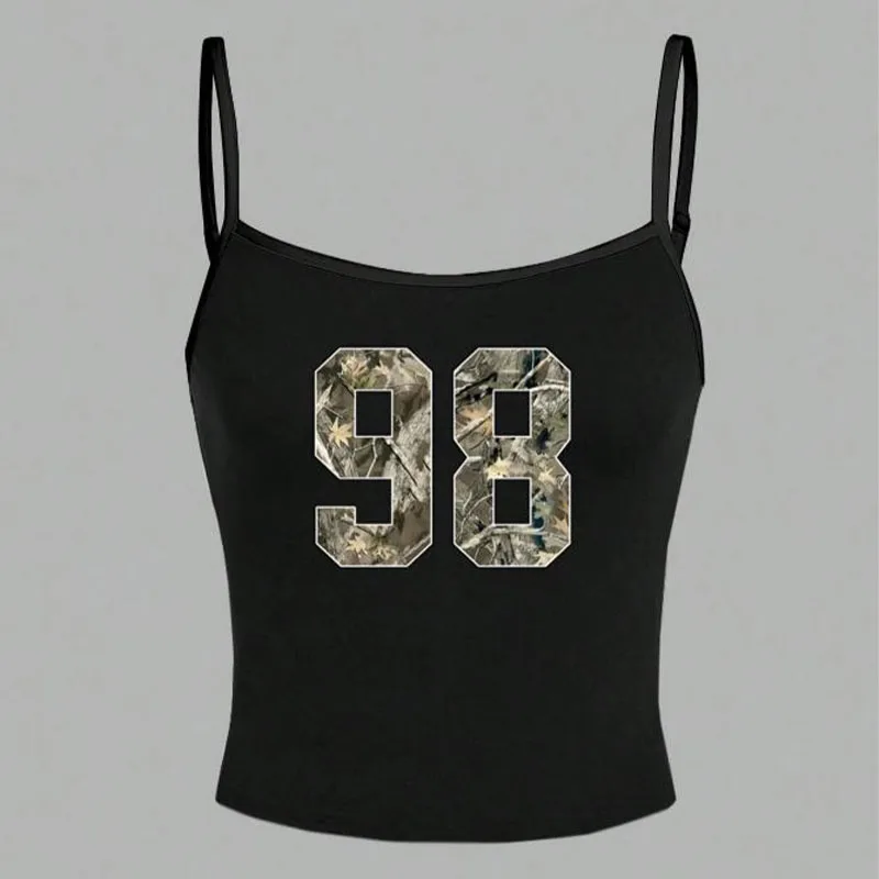 New Summer Casual Simple Hot Girl Style Solid Cami Vest with Floral & 98 Digit Print Design! Slimming & Versatile
New Summer Casual Simple Hot Girl Style Solid Cami Vest with Floral & 98 Digit Print Design! Slimming & Versatile