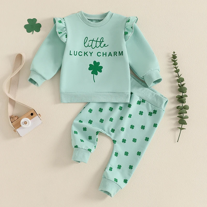 Toddler Baby Girl St Patricks Day Outfit Luck Charm Long Sleeve Ruffle Sweatshirt Shamrock Pants Set Spring Clothes
Toddler Baby Girl St Patricks Day Outfit Luck Charm Long Sleeve Ruffle Sweatshirt Shamrock Pants Set Spring Clothes