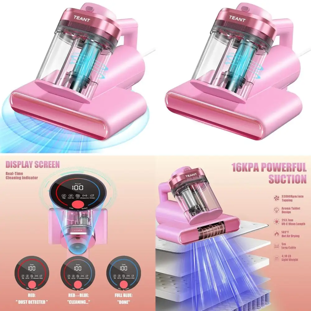 Пылесос с УФ-С-лампой, силой всасывания 16 кПа, частотой колебаний 33000 об/мин, HEPA-фильтром, 149 ℉ Технология нагрева и ионизации для кроватей и домашних животных
Пылесос с УФ-С-лампой, силой всасывания 16 кПа, частотой колебаний 33000 об/мин, HEPA-фильтром, 149 ℉ Технология нагрева и ионизации для кроватей и домашних животных