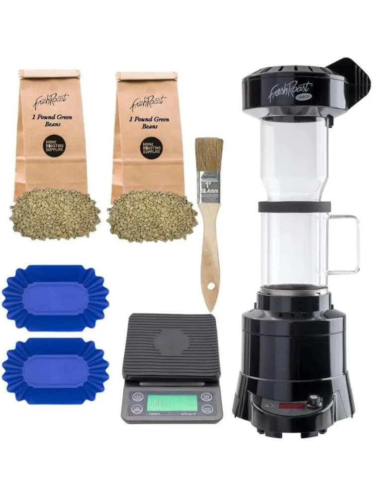 Roaster Bundle SR800, Glass Extension Tube, Pour Over DIgital Scale, (2lbs) Sample Pack of Green Beans, (2-Pack) Sample T
Roaster Bundle SR800, Glass Extension Tube, Pour Over DIgital Scale, (2lbs) Sample Pack of Green Beans, (2-Pack) Sample T