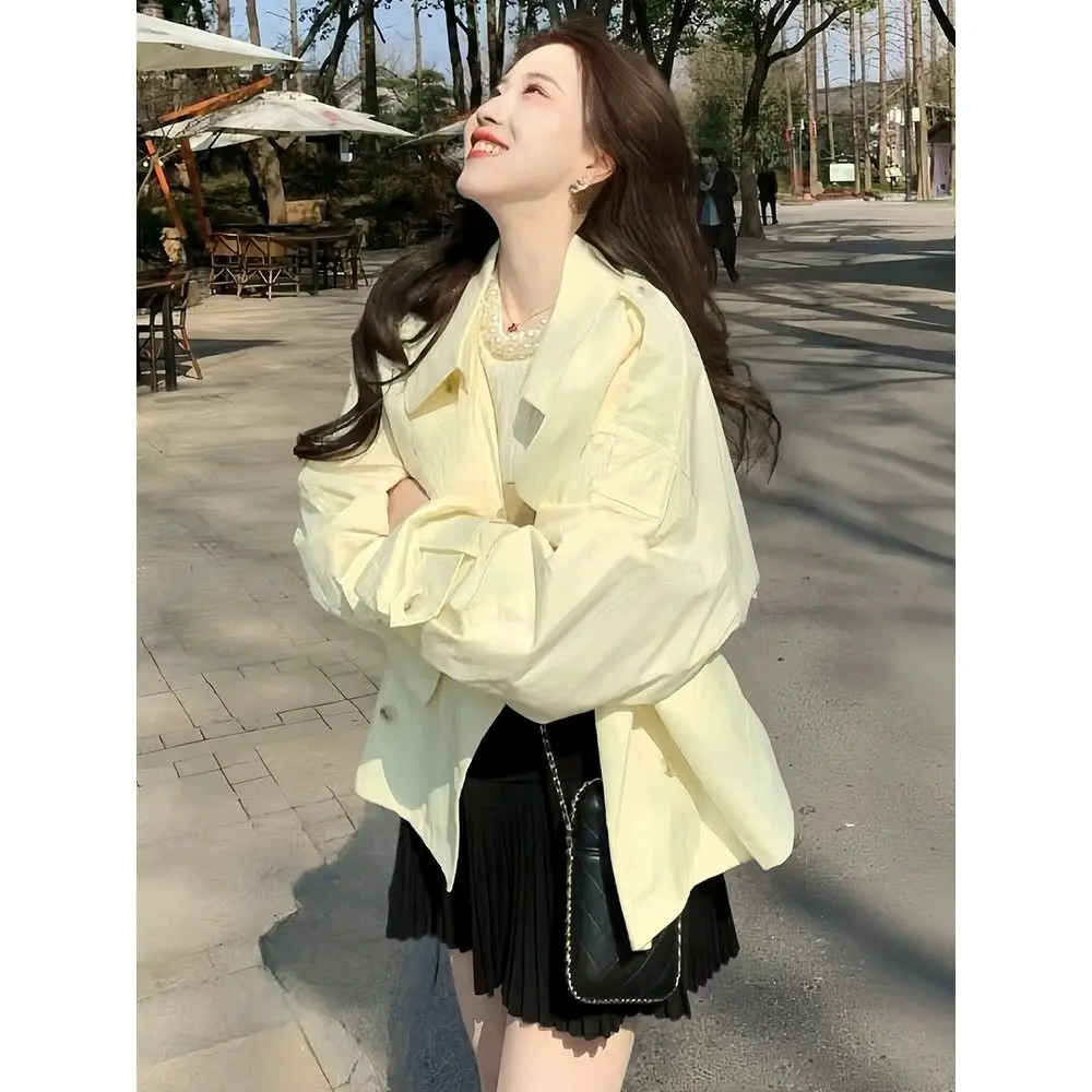Yellow Short Trench coat Outerwear Women Spring and Autumn Korean Series Young Man Loose Casual Cargo Jacket Top
Yellow Short Trench coat Outerwear Women Spring and Autumn Korean Series Young Man Loose Casual Cargo Jacket Top