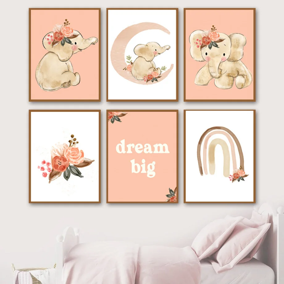 Boho Floral Elephant Rainbow Nursery Posters And Prints Dream Big Wall Art Canvas Painting Wall Pictures Baby Girl Room Decor
Boho Floral Elephant Rainbow Nursery Posters And Prints Dream Big Wall Art Canvas Painting Wall Pictures Baby Girl Room Decor