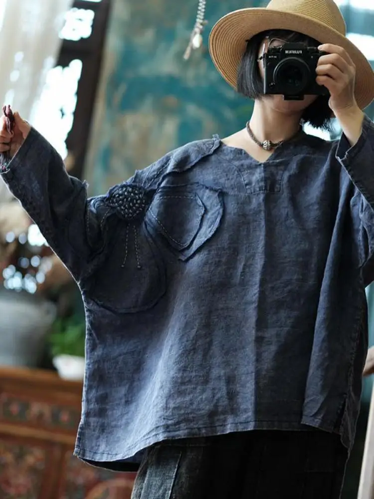 Oversized Women Long Sleeve Linen T-shirts New 2025 Spring Vintage Style Vintage Style Plain Color Female Casual Tops Tees
Oversized Women Long Sleeve Linen T-shirts New 2025 Spring Vintage Style Vintage Style Plain Color Female Casual Tops Tees