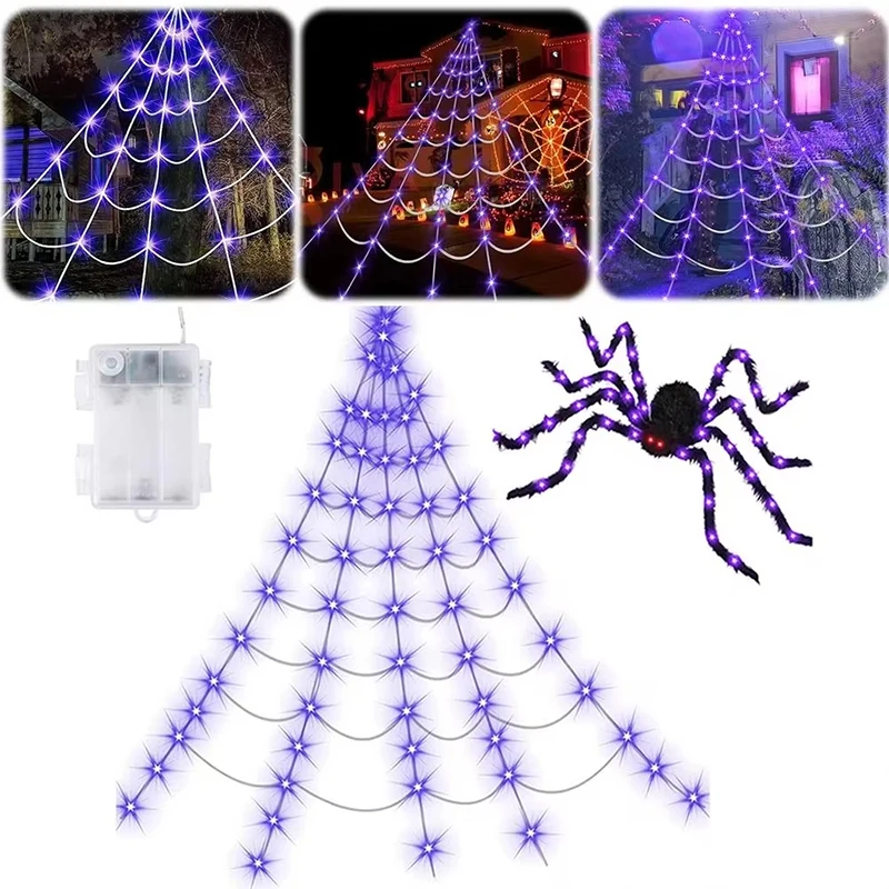 Halloween Spider Web Lights Waterproof Glow Led Spider Net 5m Triangle Luminous Halloween Indoor Outdoor Spider Decorations
Halloween Spider Web Lights Waterproof Glow Led Spider Net 5m Triangle Luminous Halloween Indoor Outdoor Spider Decorations