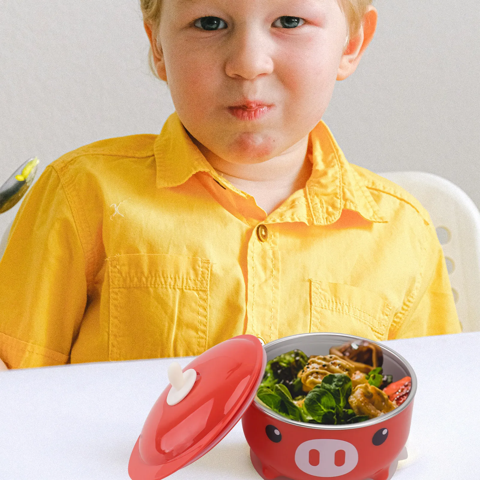 1Pcs Stainless Steel Baby Bowl Red Lovely Pig Pattern Anti-Drop Anti-Scald Suction Cup Baby Feeding Tableware Ergonomic Handle
1Pcs Stainless Steel Baby Bowl Red Lovely Pig Pattern Anti-Drop Anti-Scald Suction Cup Baby Feeding Tableware Ergonomic Handle