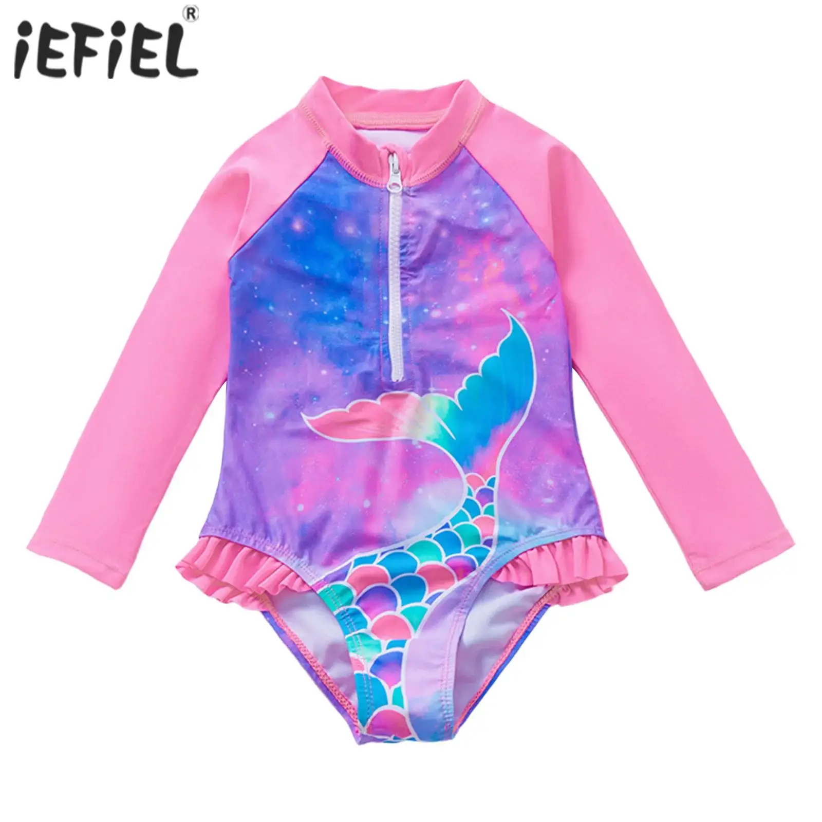 Little Girls Mermaid-patterned Long Sleeve Ruffle Swimsuit One Piece Zipper Rash Guard Bathing Suit for Beachwear Hot Spring
Little Girls Mermaid-patterned Long Sleeve Ruffle Swimsuit One Piece Zipper Rash Guard Bathing Suit for Beachwear Hot Spring