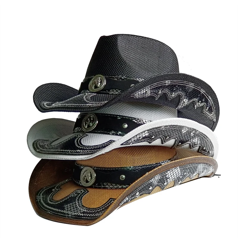 Snakeskin-Patterne Cowboy Hat Summer Outdoor Travel Beach Sun Hat Men's and Women's Retro Gentleman Lady Cowboy Jazz Hat
Snakeskin-Patterne Cowboy Hat Summer Outdoor Travel Beach Sun Hat Men's and Women's Retro Gentleman Lady Cowboy Jazz Hat