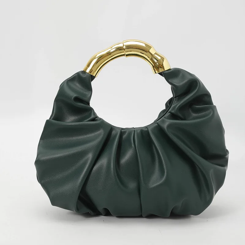 Fashion Ruched Women Handbags Luxury Metal Handle Hand Bags Luxury Soft Pu Leather Small Tote Bag Elegant Party Clucth Bag 2025
Fashion Ruched Women Handbags Luxury Metal Handle Hand Bags Luxury Soft Pu Leather Small Tote Bag Elegant Party Clucth Bag 2025