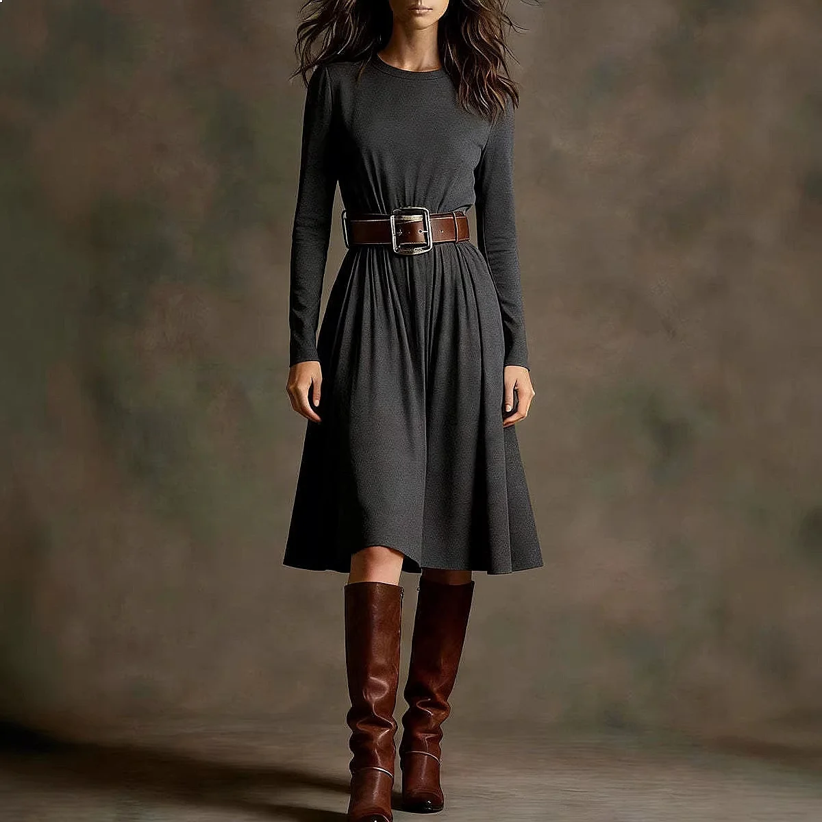 Style Round Neck Long Sleeve Dresses for Women A Line Dress with Pockets Spring Summer
Style Round Neck Long Sleeve Dresses for Women A Line Dress with Pockets Spring Summer