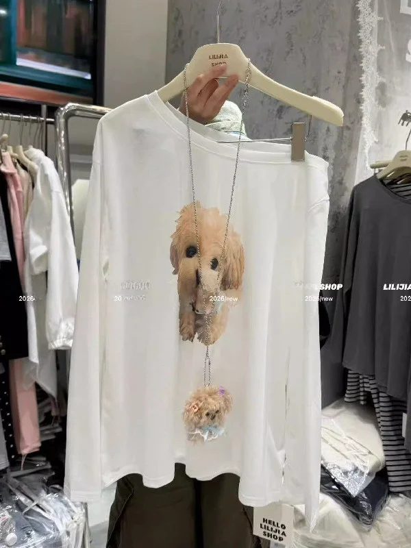 plus Size Summer T-Shirt Women's Loose Thin Long Sleeve Shoulder Bared Side Neck Design Dog Print Casual Top for plus Size
plus Size Summer T-Shirt Women's Loose Thin Long Sleeve Shoulder Bared Side Neck Design Dog Print Casual Top for plus Size