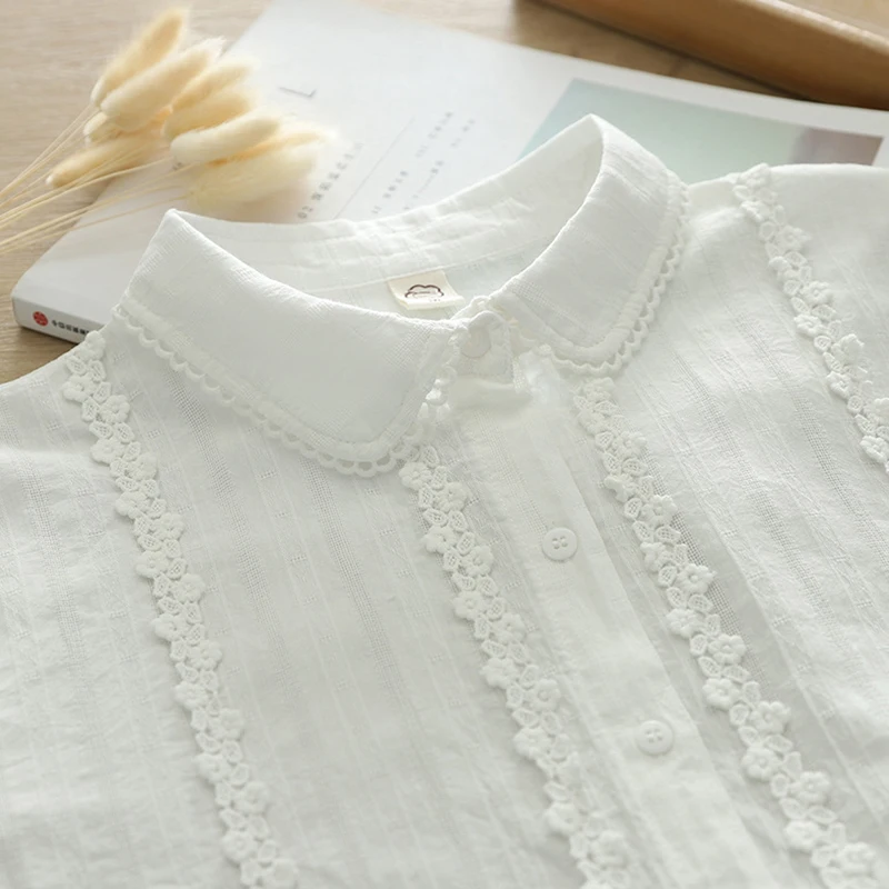 New Spring Autumn White Lace Stitch Tops Women Clothing Peter Pan Collar Long Sleeved Cotton Female Shirts & Blouses U057
New Spring Autumn White Lace Stitch Tops Women Clothing Peter Pan Collar Long Sleeved Cotton Female Shirts & Blouses U057