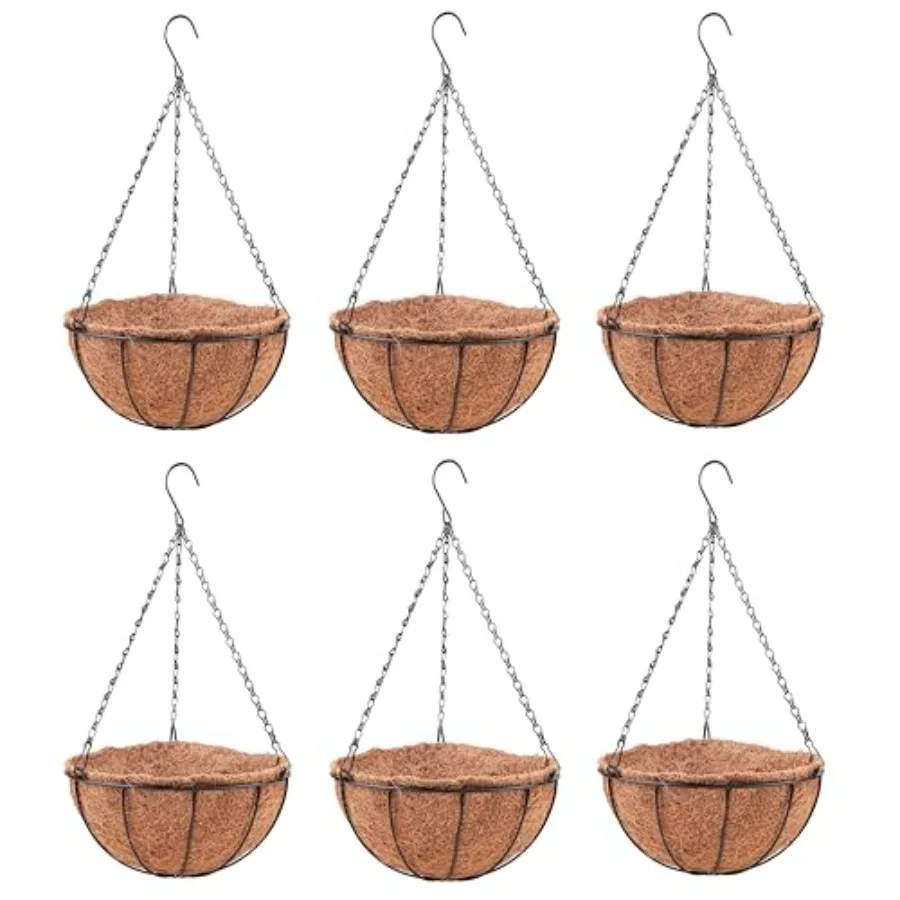 Outdoor Hanging Baskets for Plants 6 Pack 16 Inch Extra Large Coco Liner Black Metal Wire Round Planter Holder for Deck Porch G
Outdoor Hanging Baskets for Plants 6 Pack 16 Inch Extra Large Coco Liner Black Metal Wire Round Planter Holder for Deck Porch G
