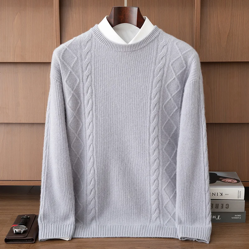 Мужской свитер из 100% кашемира, осень-зима, базовый пуловер с круглым вырезом и длинными рукавами, кашемировый трикотаж, элегантная повседневная одежда в полоску, топ
Мужской свитер из 100% кашемира, осень-зима, базовый пуловер с круглым вырезом и длинными рукавами, кашемировый трикотаж, элегантная повседневная одежда в полоску, топ