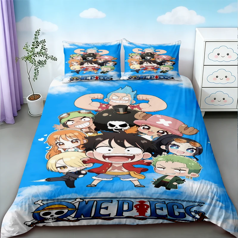 One Piece anime bedding set, extra-large bedspread, single, double, and large children's bedroom bed decoration, 3D printing.
One Piece anime bedding set, extra-large bedspread, single, double, and large children's bedroom bed decoration, 3D printing.