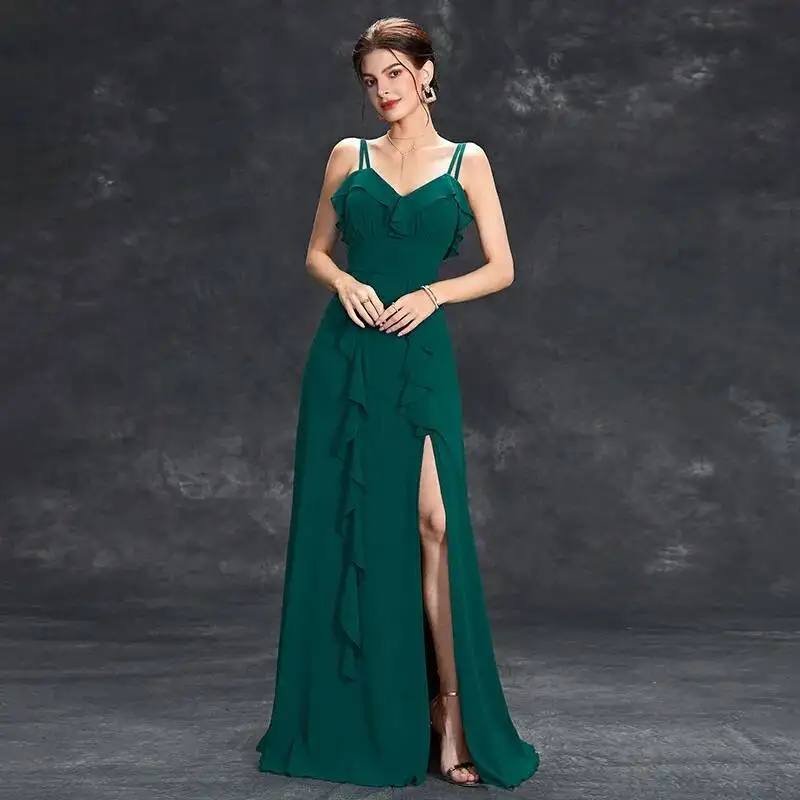 Evening Dress, Green Satin Women's Banquet Temperament, High-end Student Art Exam, Annual Meeting Host, Suspender Dress Elegant
Evening Dress, Green Satin Women's Banquet Temperament, High-end Student Art Exam, Annual Meeting Host, Suspender Dress Elegant