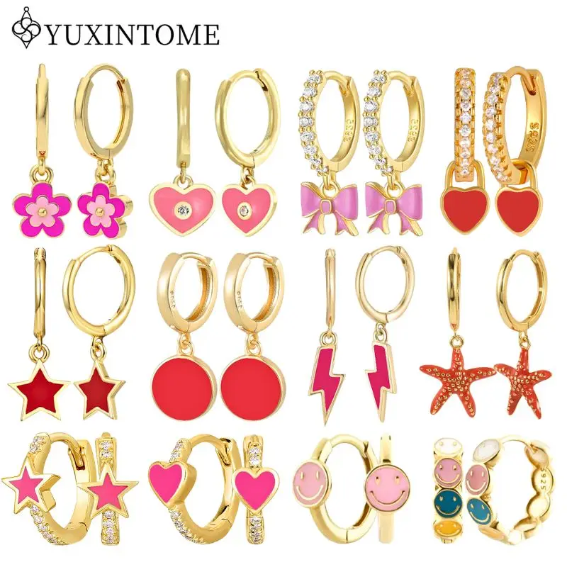 Colorful 925 Silver Needle Enamel Stars/Flower/Heart Shape Pendant Hoop Earrings Cute Girls Jewelry Piercing Earrings For Women
Colorful 925 Silver Needle Enamel Stars/Flower/Heart Shape Pendant Hoop Earrings Cute Girls Jewelry Piercing Earrings For Women
