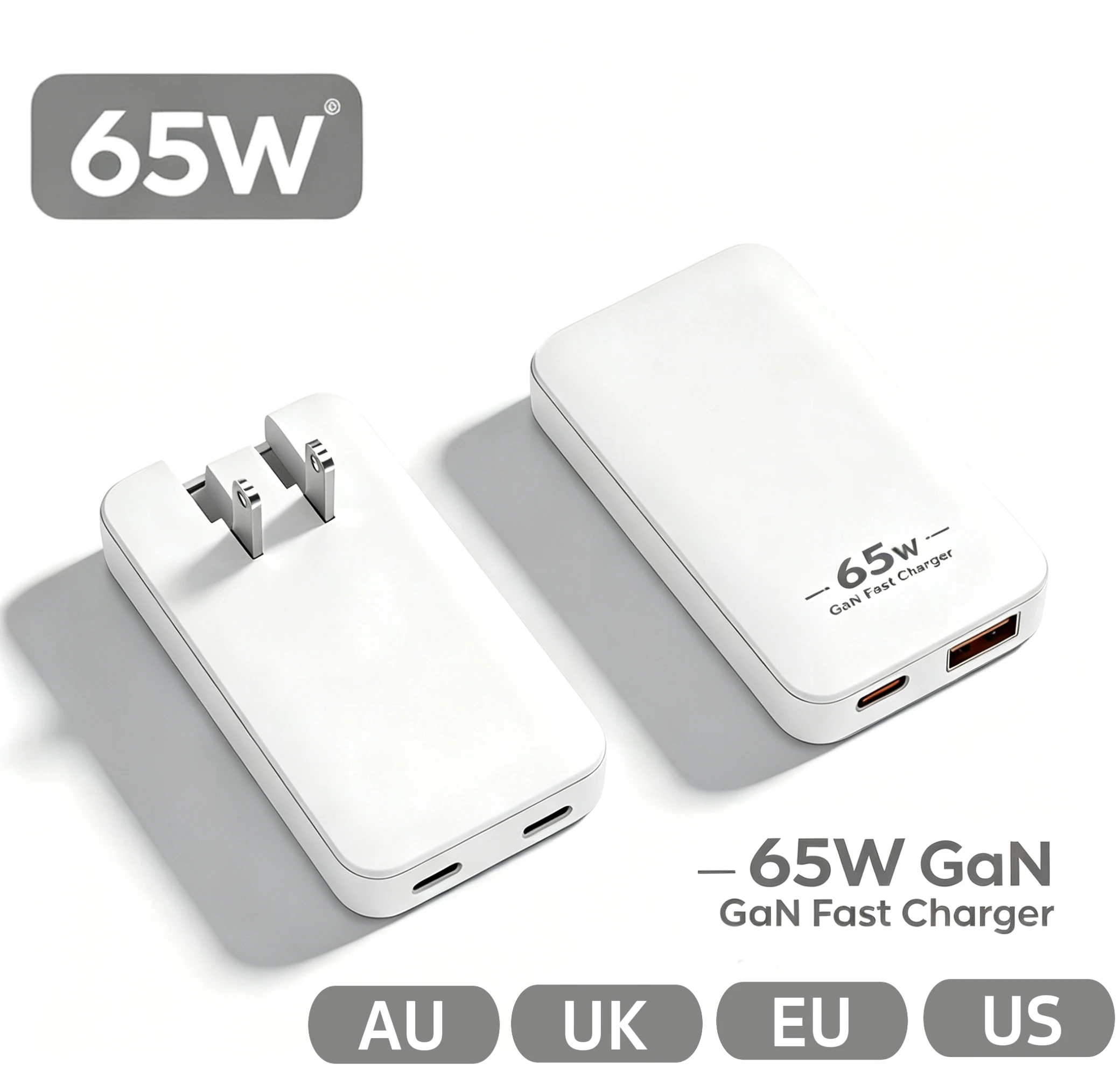 65W GaN USBC and USB A Charger, 2-Port Flat Wall Charger , Fast Charging, Slim,for MacBook Air, iPad Pro, iPhone 17/16/15,Galaxy
65W GaN USBC and USB A Charger, 2-Port Flat Wall Charger , Fast Charging, Slim,for MacBook Air, iPad Pro, iPhone 17/16/15,Galaxy