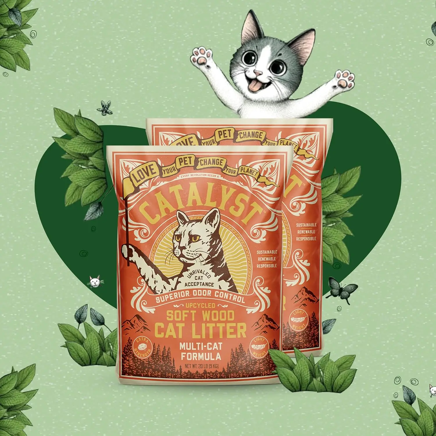 Natural Soft Wood Cat Litter, 2-Pack 20lb Bags: Superior Odor Control, Strong Clumping, Low Dust & Biodegradable
Natural Soft Wood Cat Litter, 2-Pack 20lb Bags: Superior Odor Control, Strong Clumping, Low Dust & Biodegradable