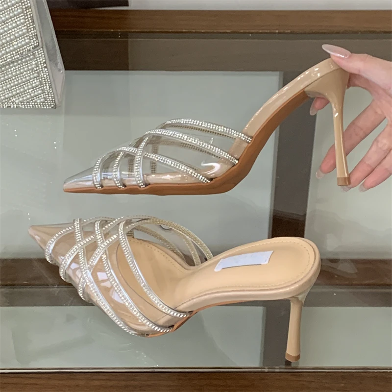 Eilyken Fashion PVC Transparent Crystal Pointed Toe Women Slippers Elegant Thin Heels Party Sandals Mule Shoes
Eilyken Fashion PVC Transparent Crystal Pointed Toe Women Slippers Elegant Thin Heels Party Sandals Mule Shoes