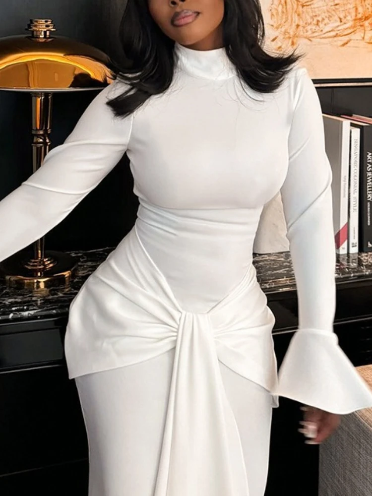 Bangniweigou Autumn Winter Pure White Waist Ribbons Slim-Fit Long Bell Sleeves Maxi Dress Casual Elegant Outift
Bangniweigou Autumn Winter Pure White Waist Ribbons Slim-Fit Long Bell Sleeves Maxi Dress Casual Elegant Outift