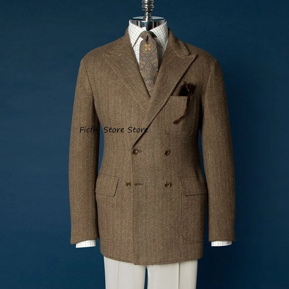 Formal Men's Social Coat Fashion Suit Jackets Double-breasted Herringbone Fabric Urban Blazers Business Casual Peak Lapel Man
Formal Men's Social Coat Fashion Suit Jackets Double-breasted Herringbone Fabric Urban Blazers Business Casual Peak Lapel Man