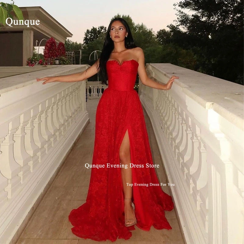 Qunque Elegant Long Red Lace Prom Dresses With Leg Slit Sheath فساتين سهرة Customized Sweetheart Evening Dress Robes De Soirée
Qunque Elegant Long Red Lace Prom Dresses With Leg Slit Sheath فساتين سهرة Customized Sweetheart Evening Dress Robes De Soirée
