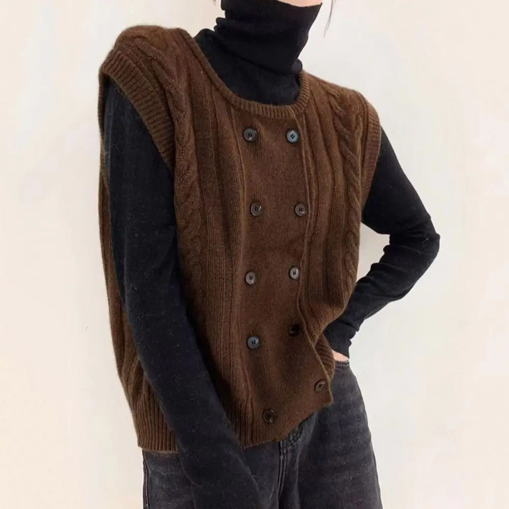 Solid Color Double-breasted Vest Women Long-sleeved Jacket Cozy Knitted Women's Double-breasted Vest Soft Warm Stylish
Solid Color Double-breasted Vest Women Long-sleeved Jacket Cozy Knitted Women's Double-breasted Vest Soft Warm Stylish
