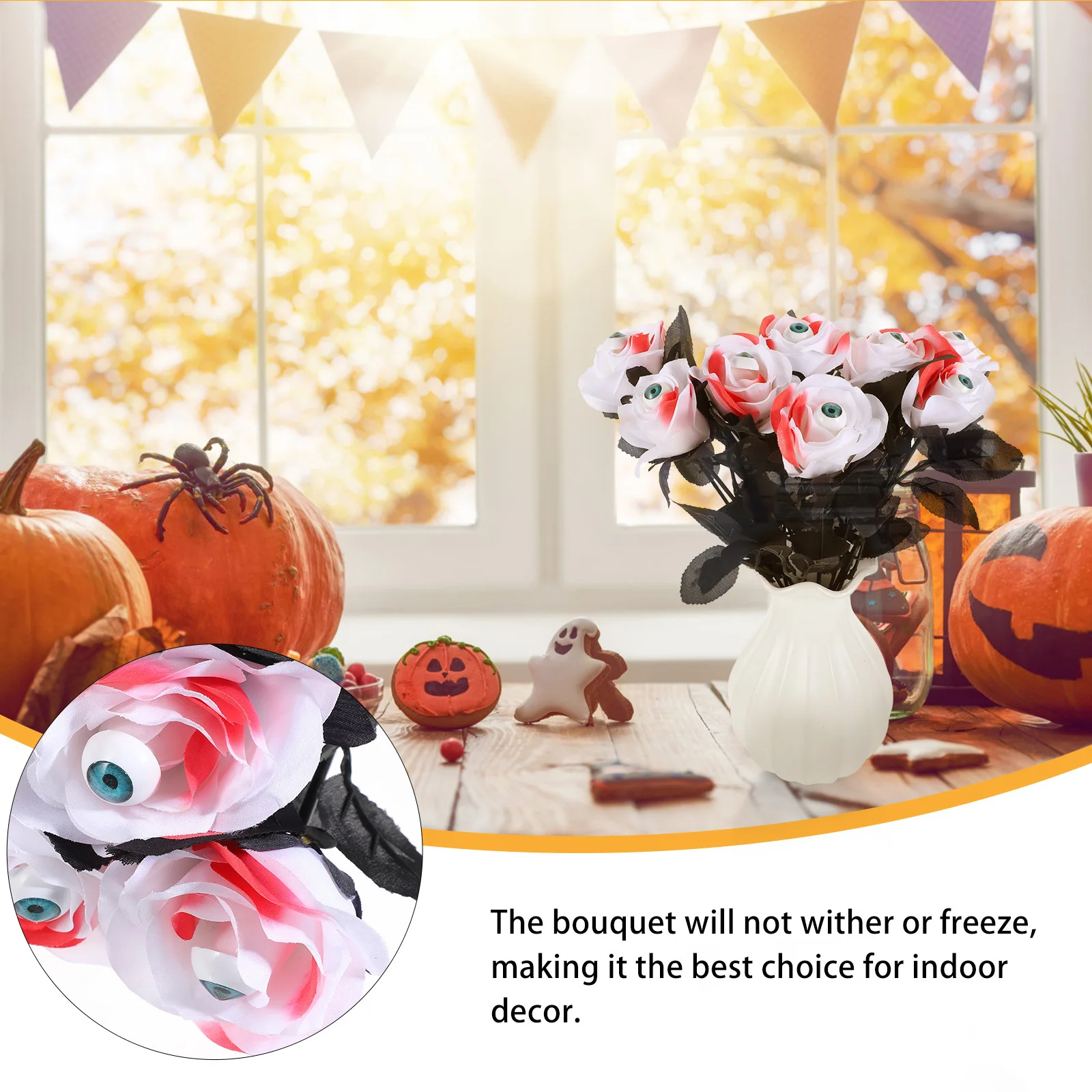 8Pcs Horrific Rose Eyeball Flower Decoration Halloween Party Supplies Tricky Prop for Room and Store Eyeball Rose Flower
8Pcs Horrific Rose Eyeball Flower Decoration Halloween Party Supplies Tricky Prop for Room and Store Eyeball Rose Flower