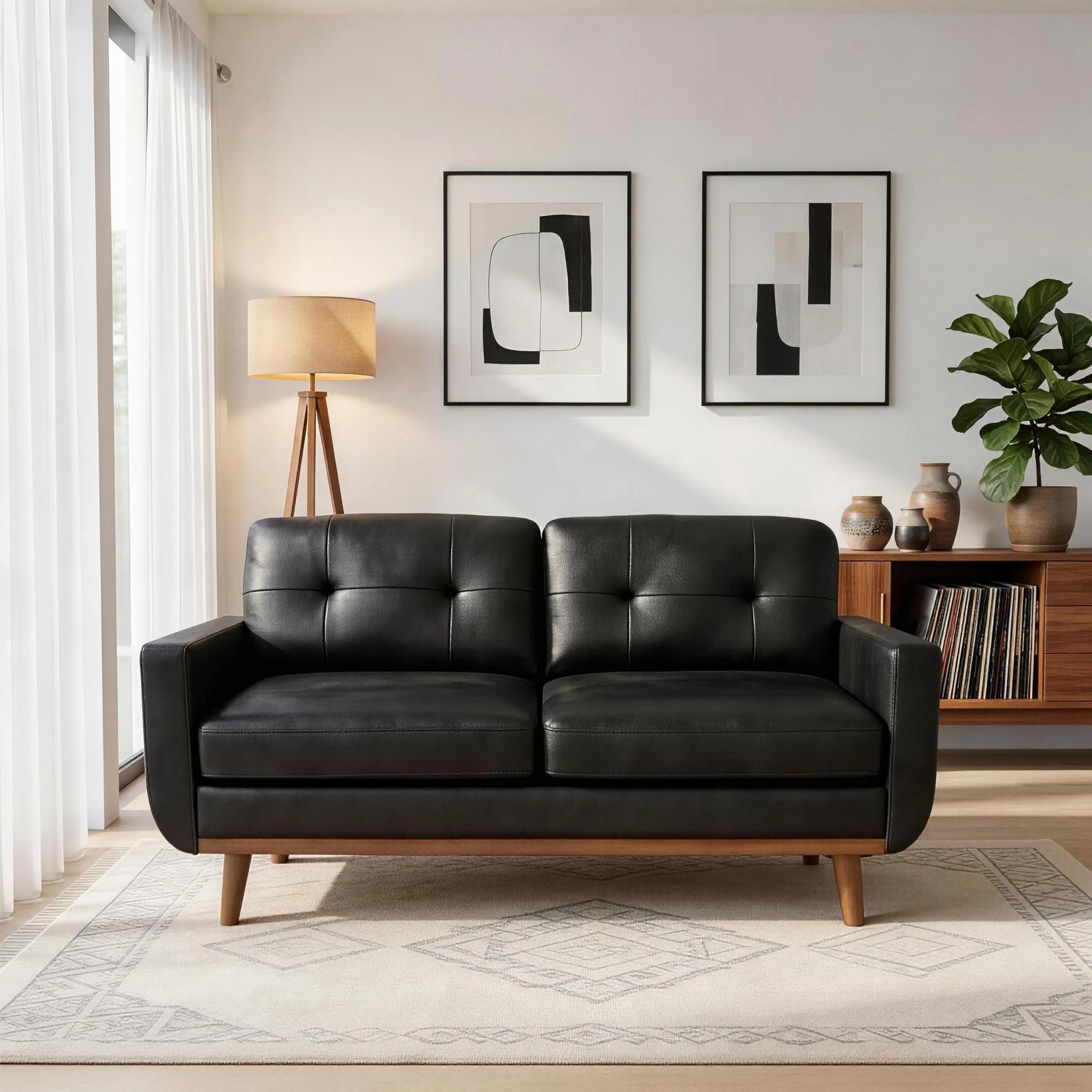 65 Inch 2-Seater Leather Sofa With Solid Wood Legs For Living Room Office
65 Inch 2-Seater Leather Sofa With Solid Wood Legs For Living Room Office