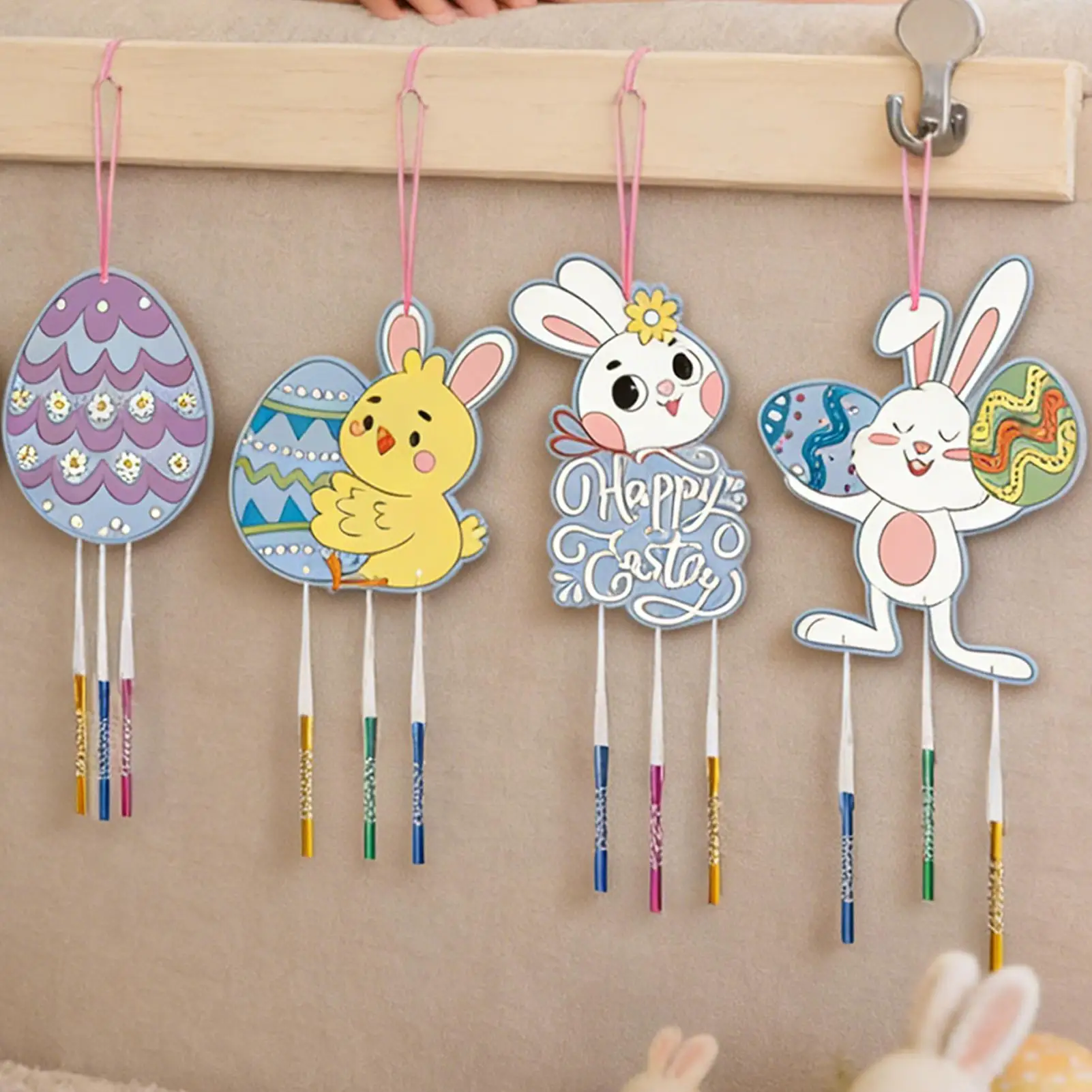 Wooden Easter Rabbit Wind Chimes Handicrafts DIY Coloring Easter Hanging Pendant Unfinished Paint Art Easter Decorations
Wooden Easter Rabbit Wind Chimes Handicrafts DIY Coloring Easter Hanging Pendant Unfinished Paint Art Easter Decorations
